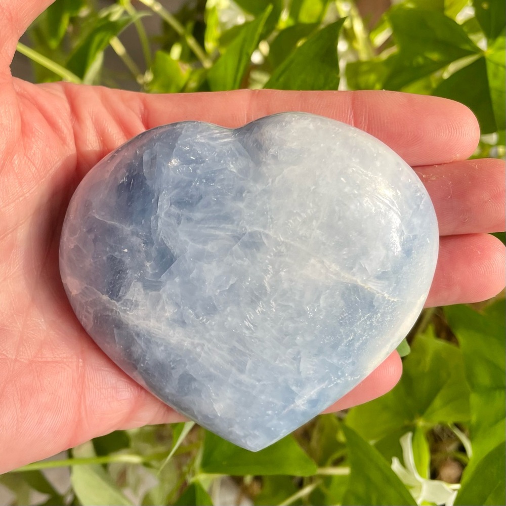 💙Big Blue Calcite Crystal Puff Heart💙